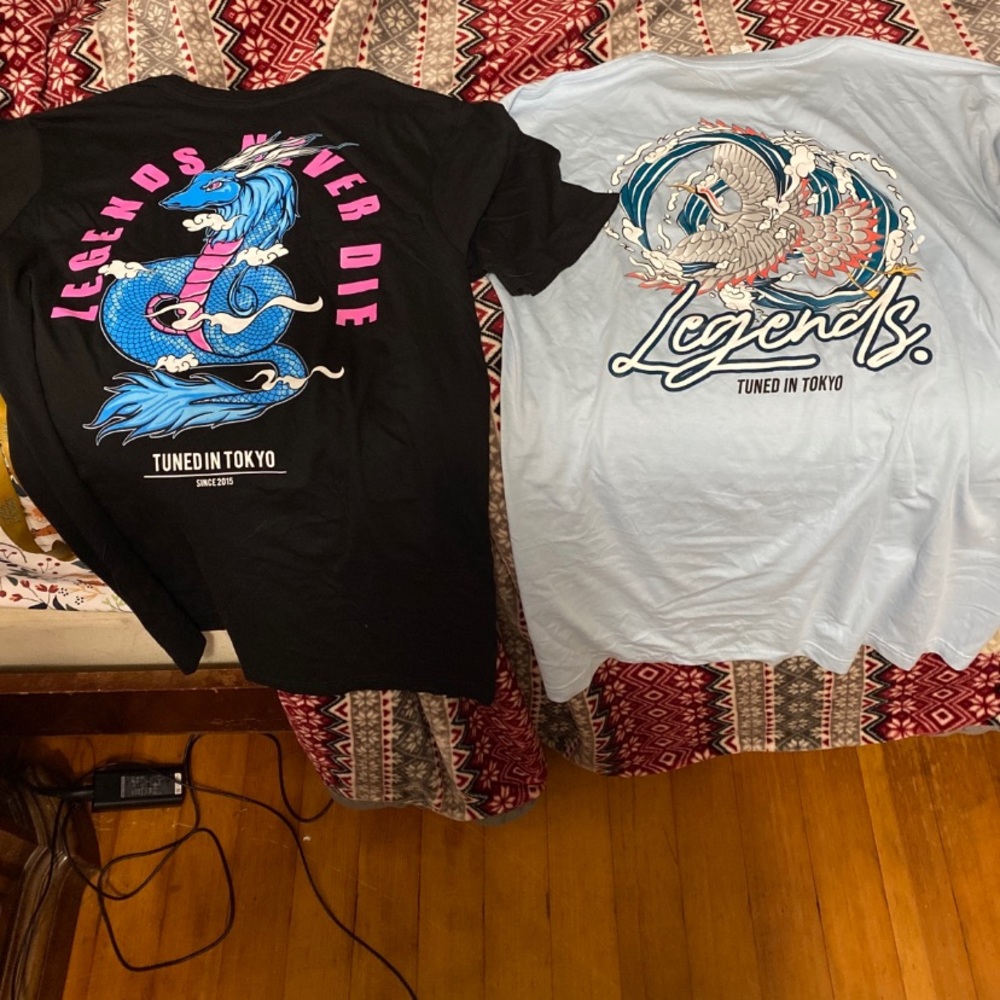 Tuned in tokyo shirts and backpack
